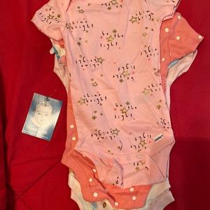 4 pieces pink baby girl onesies